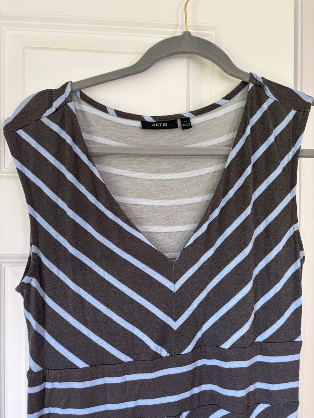 Apt. 9 Black and Light Blue Striped V-Neck Tank